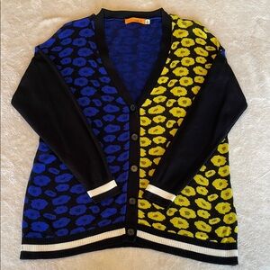 Blue and Yellow Patterned Cardigan